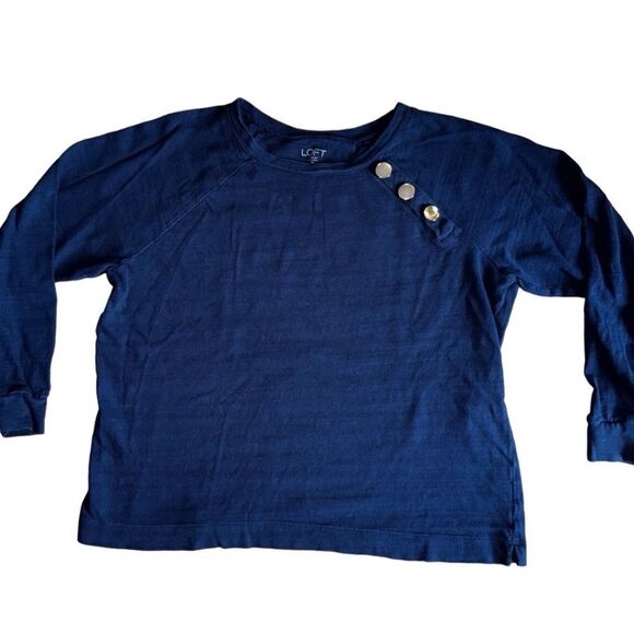 Loft Woman's Navy Blue Long Sleeve Blouse - Size MP - Picture 7 of 7